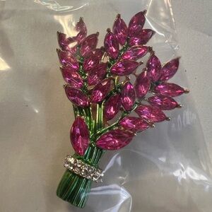 Pink Crystal Bouquet Brooch - Women Jewelry